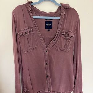 American Eagle Oversized Boyfriend Button Up